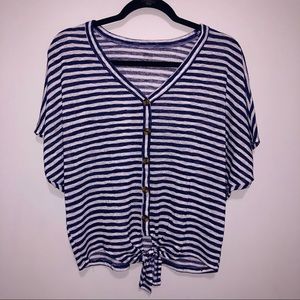 Striped Blouse with Tie M
